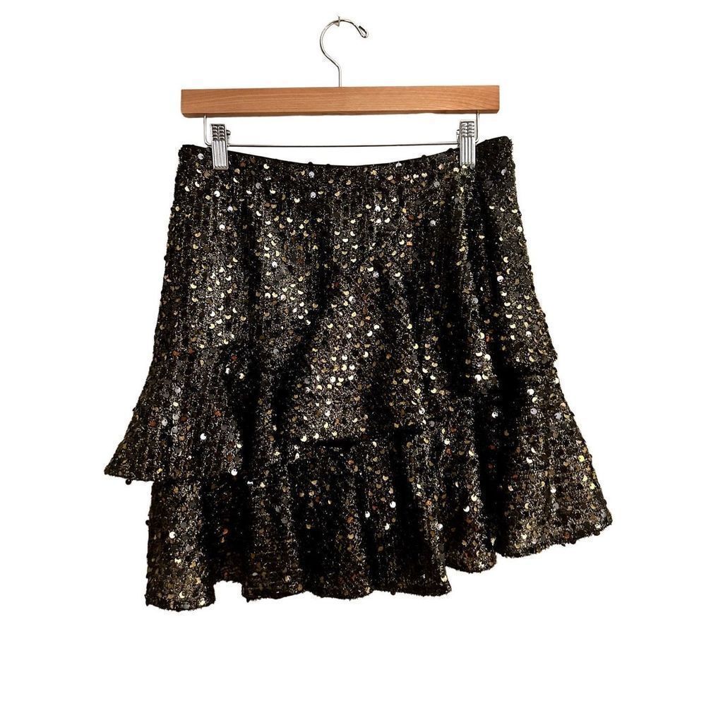 🆕 NWT Tularosa Mara Sequin Ruffle Skirt Size L